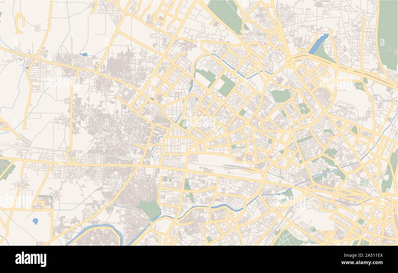 Calle imprimible Mapa de Delhi, en el estado de Delhi, India. La plantilla de mapa para uso comercial. Ilustración del Vector