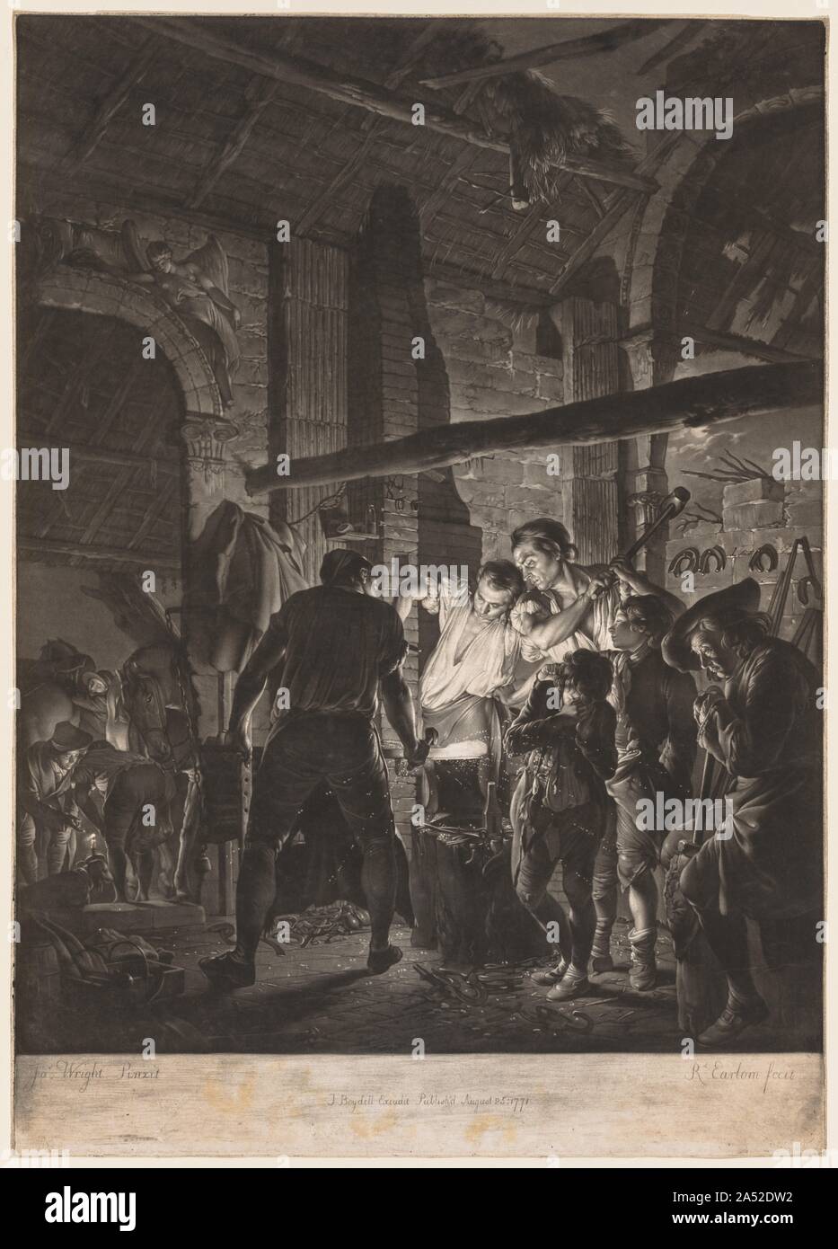 El herrero, 1771. Joseph Wright de Derby de fama como pintor fue mejorada  por impresiones basadas en sus composiciones desde obras sobre papel, son  relativamente baratos y ampliamente disponibles, podría llegar a