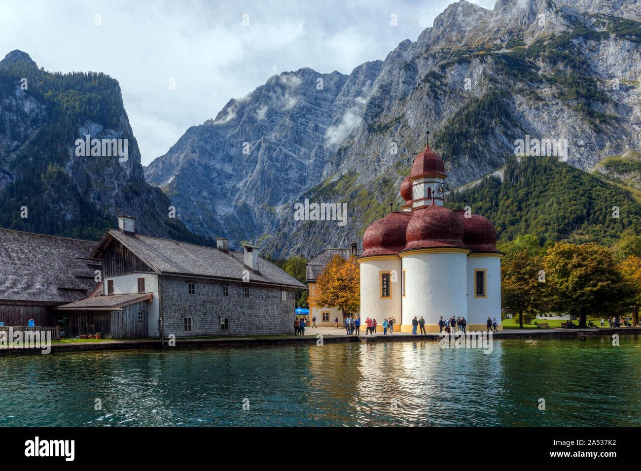 Koenigssee, Schoenau, Berchtesgaden, Baviera, Alemania, Europa Foto de stock