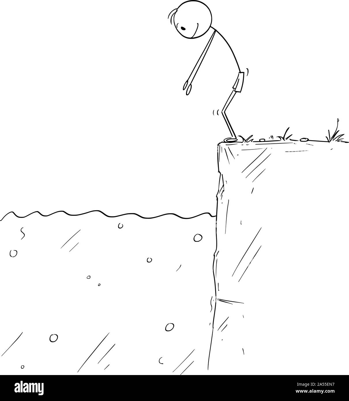 Cartoon vectores stick figura dibujo Ilustración conceptual del hombre o nadador listo para saltar al agua. Ilustración del Vector