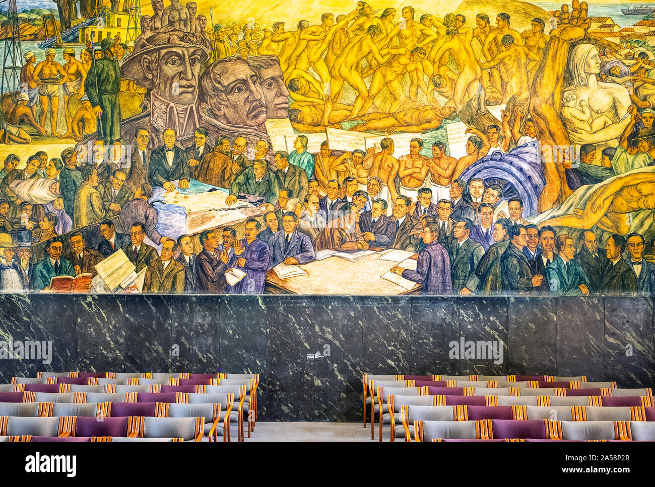 'La República'.Mural de Pedro Nel Gómez. En la sala del Consejo del antiguo Palacio Municipal, hoy Museo de Antioquia, Museo de Antioquia, Medellín, Colombi Foto de stock