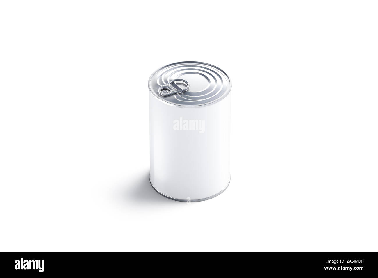 Blanco blanco grande conserva lata con tapa de cobertura, aislado Foto de stock
