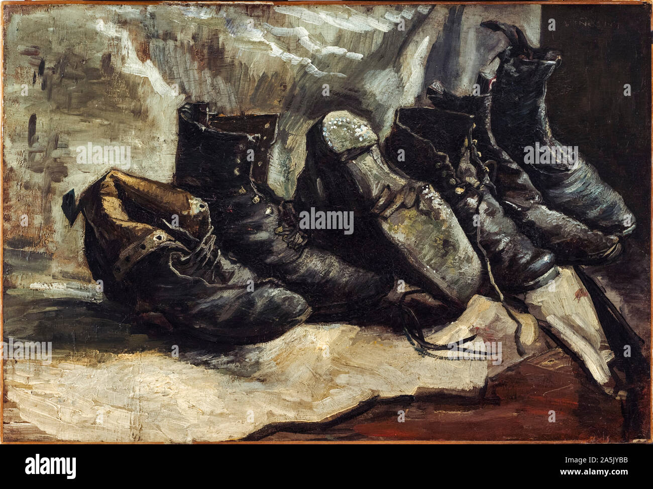 Vincent van Gogh, tres pares de zapatos, bodegón pintura, 1886 Foto de stock