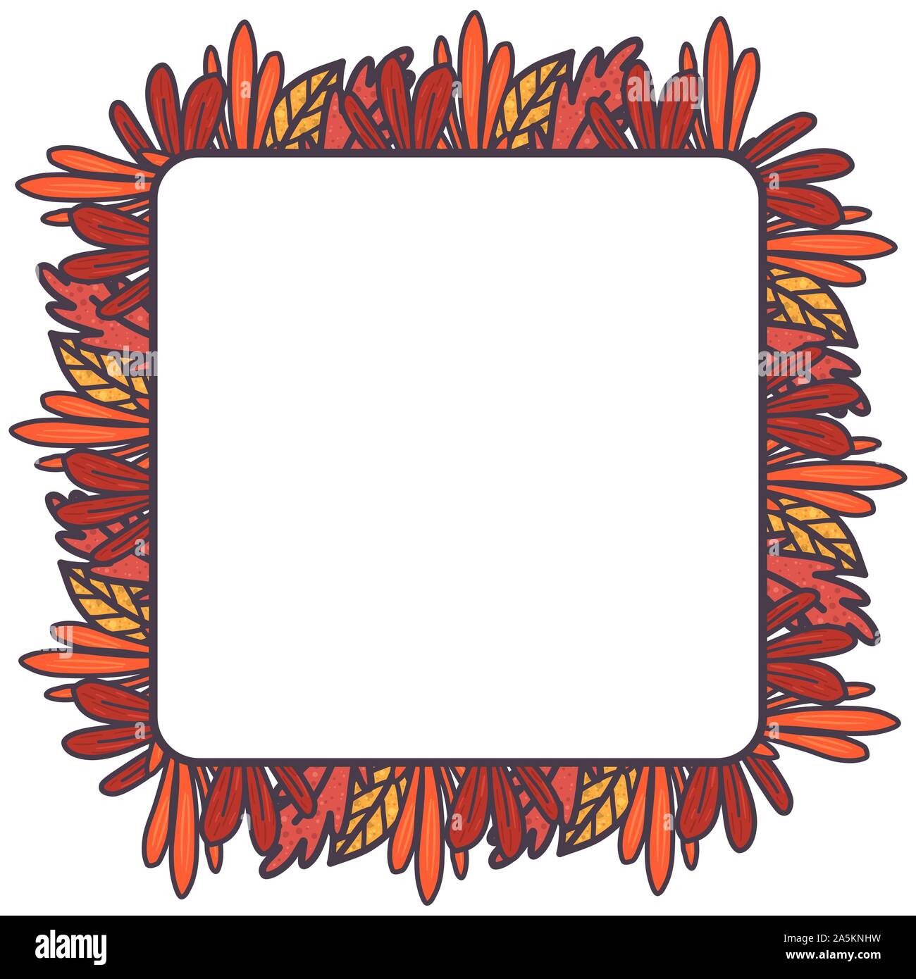 Hermoso marco cuadrado con hoja de otoño, gran diseño para la venta y el descuento. Tarjeta de vacaciones brillantes hojas caer. Plantilla vectorial. Ilustración del Vector