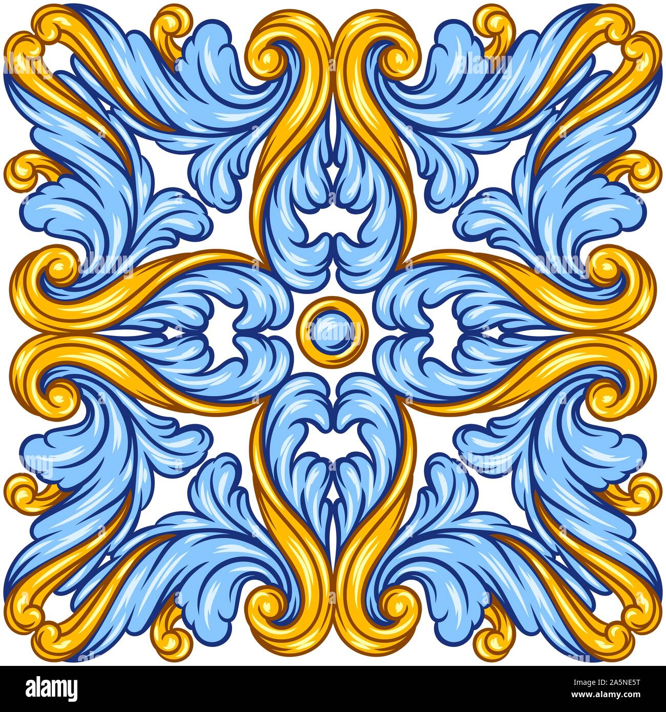 Decoración De Mosaico De Azulejos De Cerámica. Impresiones Florales Para La  Pared En Fondo Azul Del Parchwork Portugués Vintage Ilustración del Vector  - Ilustración de retro, ornamento: 271680557