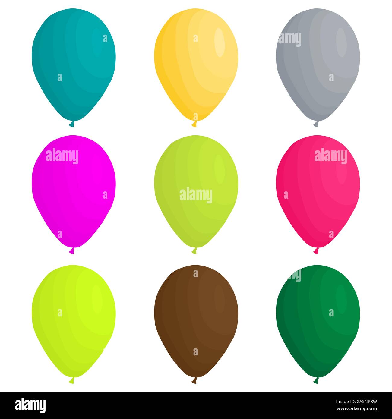 Ilustración sobre el tema establecer diferentes tipos de color grandes  balones de goma inflable, diferentes tamaños de globos. Globo colección  compuesta de bal accesorios Imagen Vector de stock - Alamy