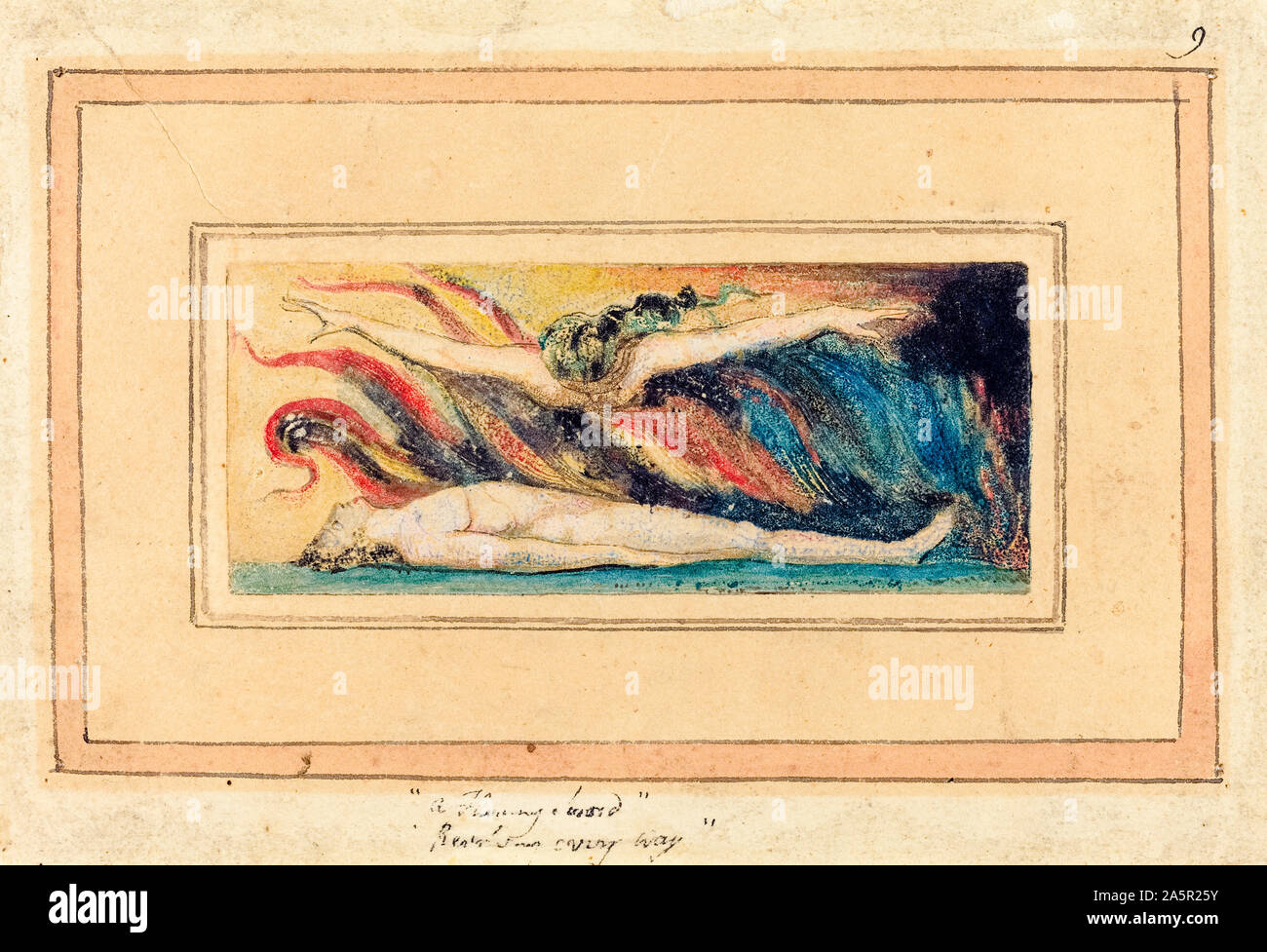 William Blake, el Alma que asomaba sobre el Cuerpo, ilustración, 1796 Foto de stock