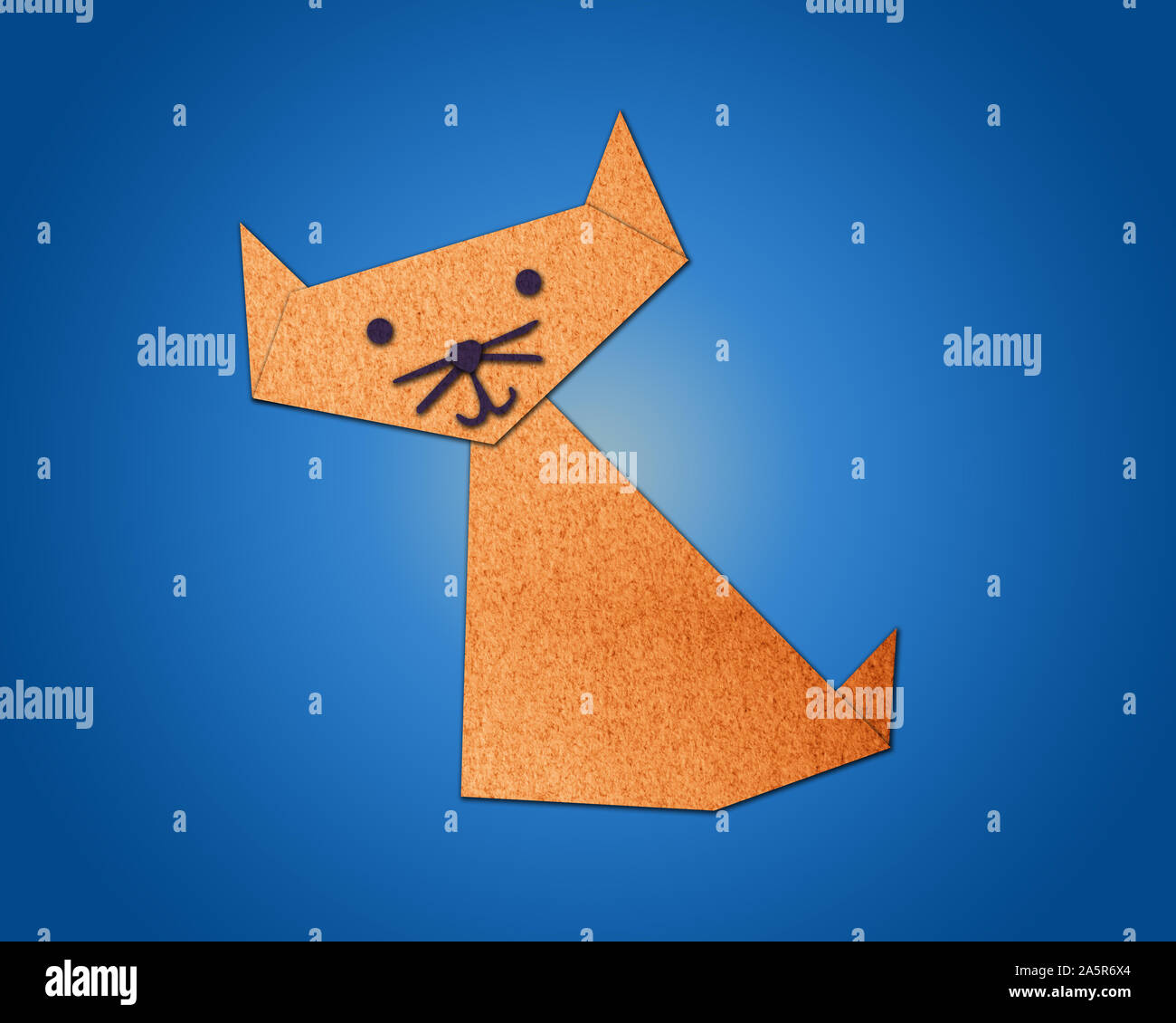Gato de Origami de papel sobre fondo azul Fotografía de stock - Alamy