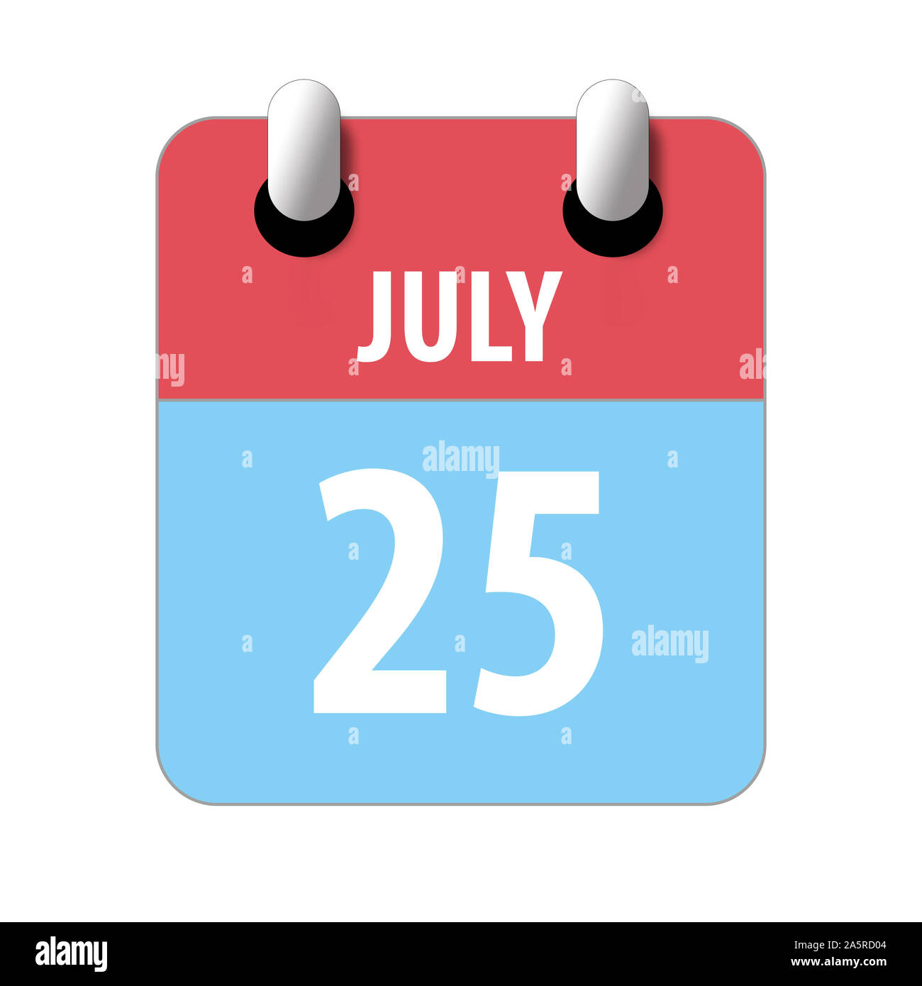 25 de julio de 2008. Día 25 del mes, simple icono calendario sobre fondo blanco. La planificación. La gestión del tiempo. Conjunto de iconos de calendario para el diseño web. los meses de verano, d Foto de stock