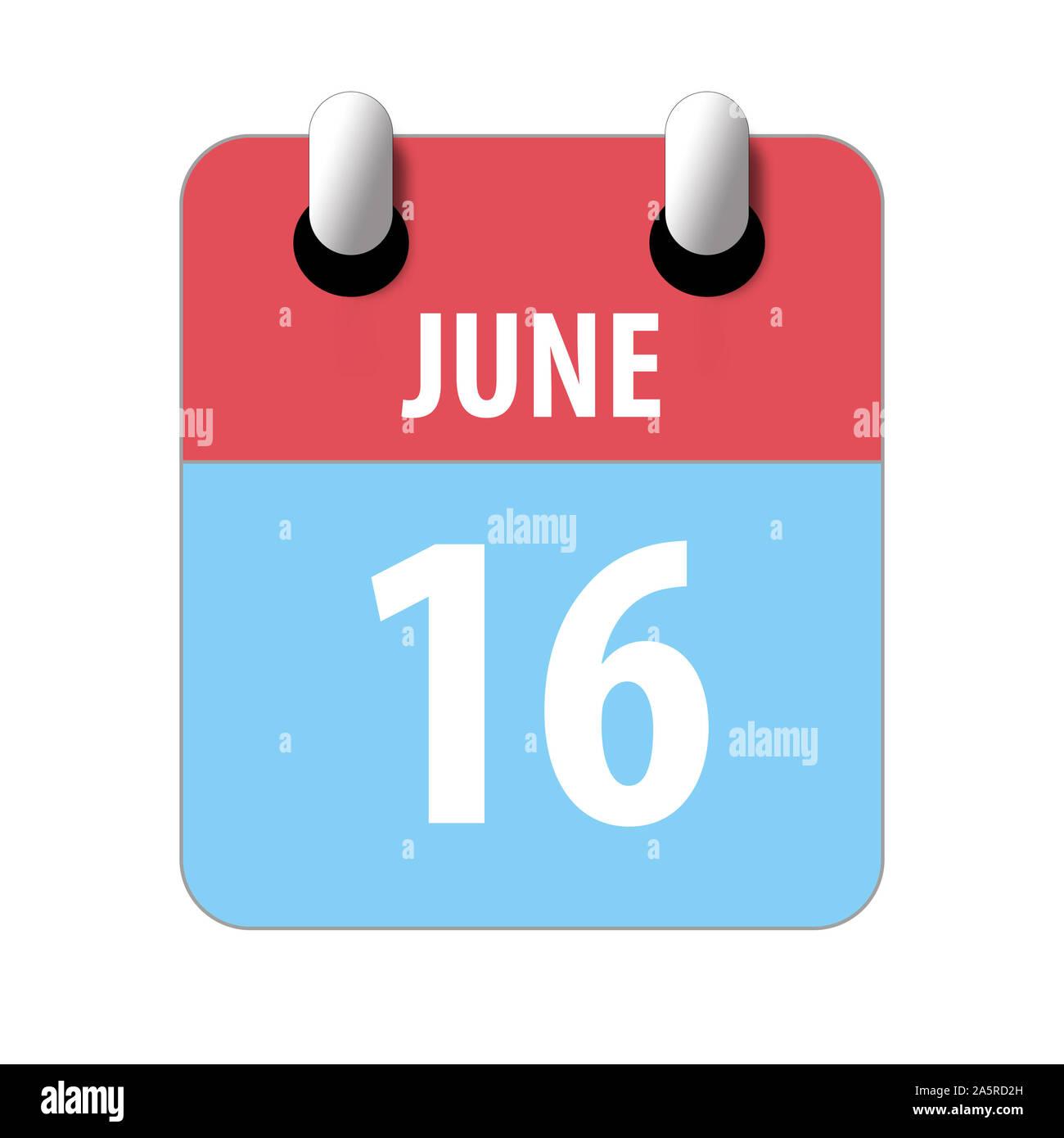 16 de junio. El día 16 del mes, simple icono calendario sobre fondo blanco. La planificación. La gestión del tiempo. Conjunto de iconos de calendario para el diseño web. los meses de verano, d Foto de stock