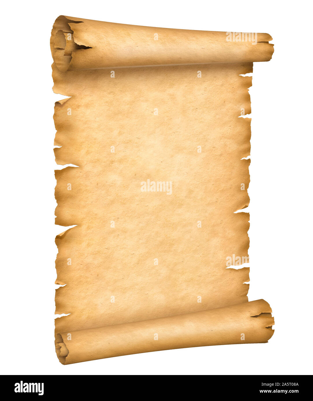 Papel Antiguo manuscrito o papiro desplazarse verticalmente orientado  aislado sobre fondo blanco Fotografía de stock - Alamy