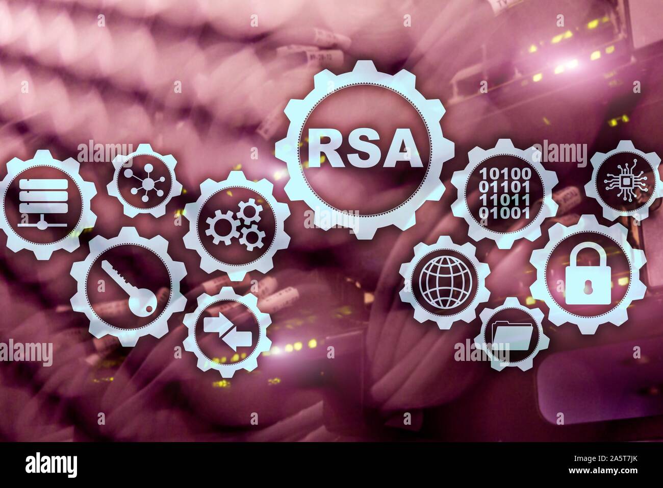 RSA. Rivest Shamir Adleman cryptosystem. Criptografía y Seguridad de la red. Foto de stock