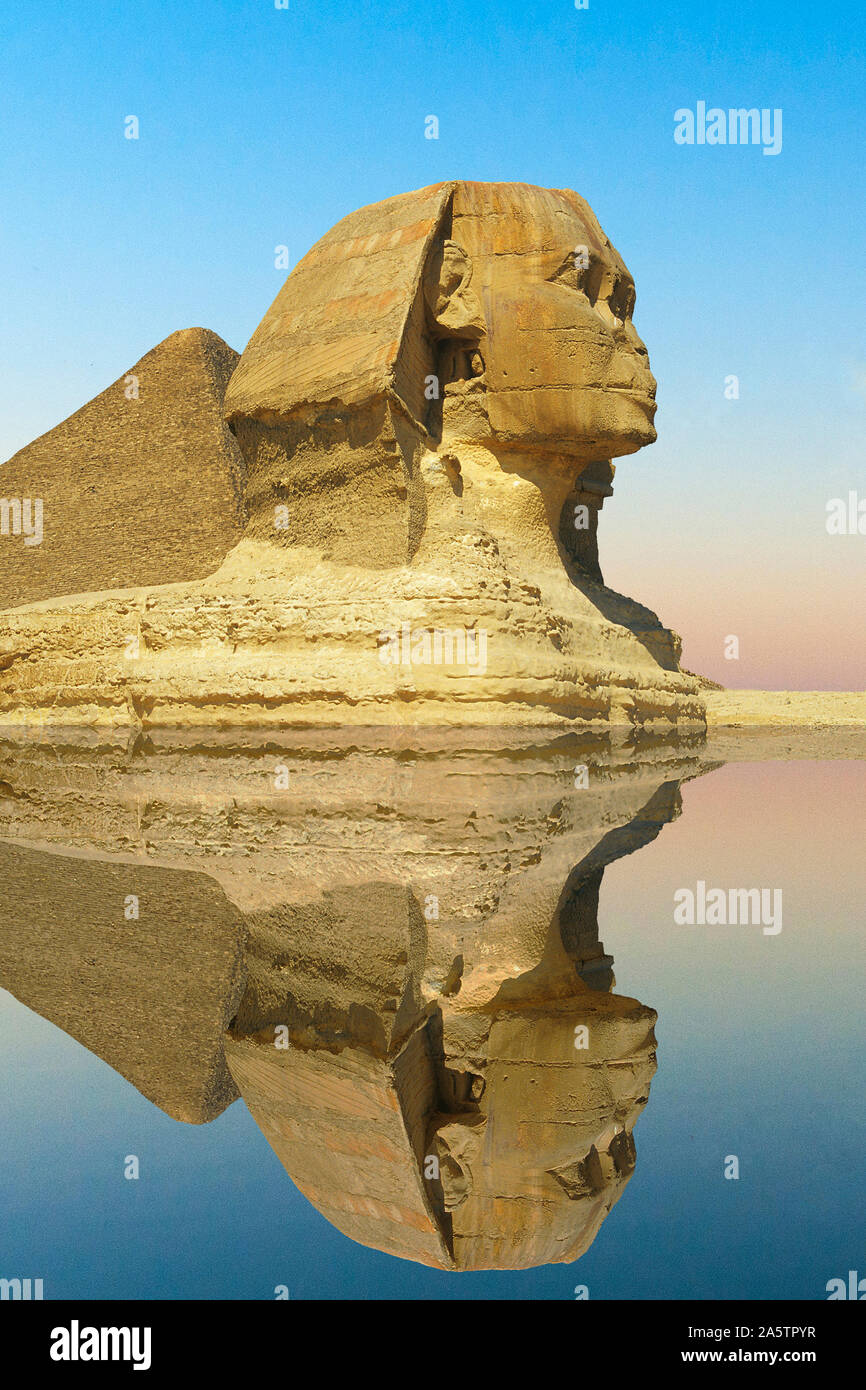 Sphinx en Aegypten, Kairo, monumento Foto de stock