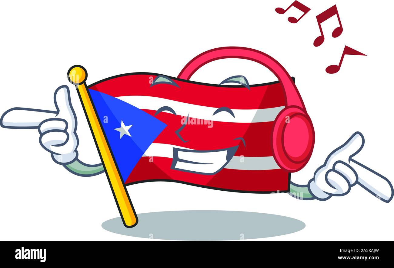 tirano heroína máscara Escuchar música la bandera de Puerto Rico en un dibujo animado Imagen  Vector de stock - Alamy