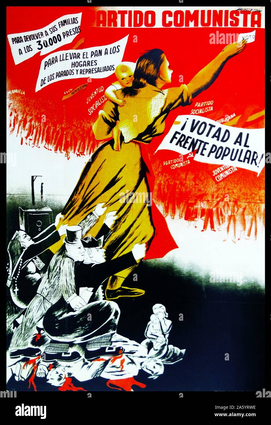 Partido Comunista Español cartel electoral 1936 abogando por los votantes a  apoyar al Frente Popular en España la Segunda República fue una coalición  electoral y el pacto firmado en enero de 1936
