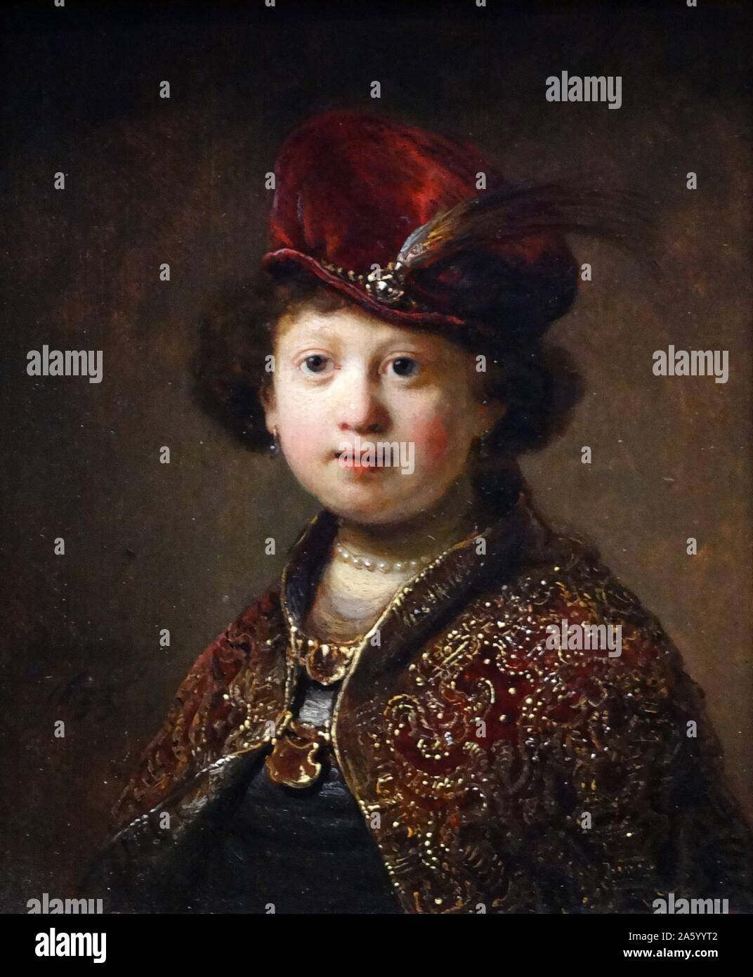 Pintura titulada "Un niño en el extravagante vestuario Rembrandt  Harmenszoon van Rijn' (1606-1669), pintor y grabador holandés. Fecha Siglo  xvii Fotografía de stock - Alamy