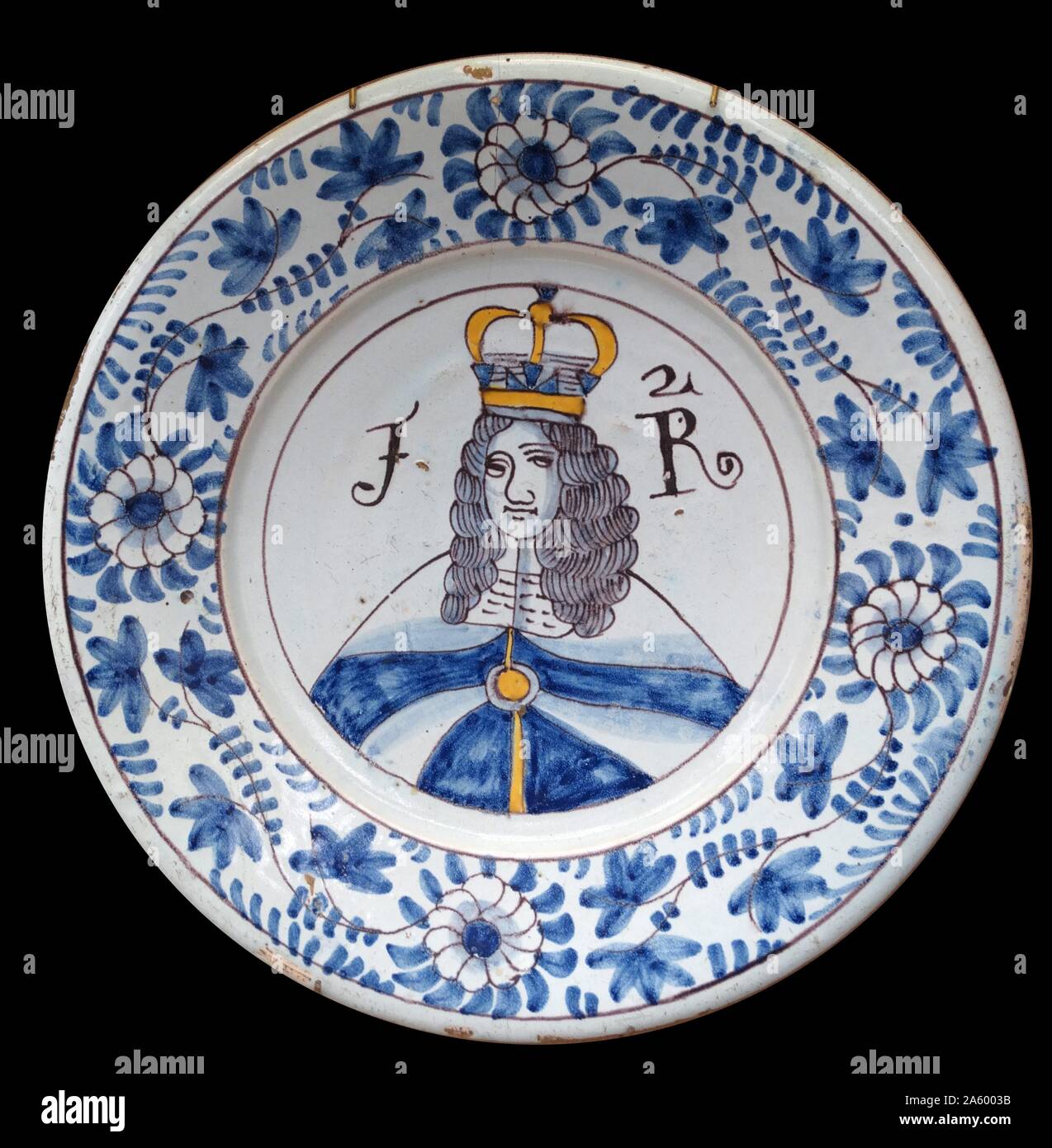 Retrato del Rey Jaime II (1633-1701) rey de Inglaterra e Irlanda como Jaime II y el rey de Escocia como Jacobo VII en un plato. Por Arnold Taylor legado. Fecha Siglo xvii Foto de stock