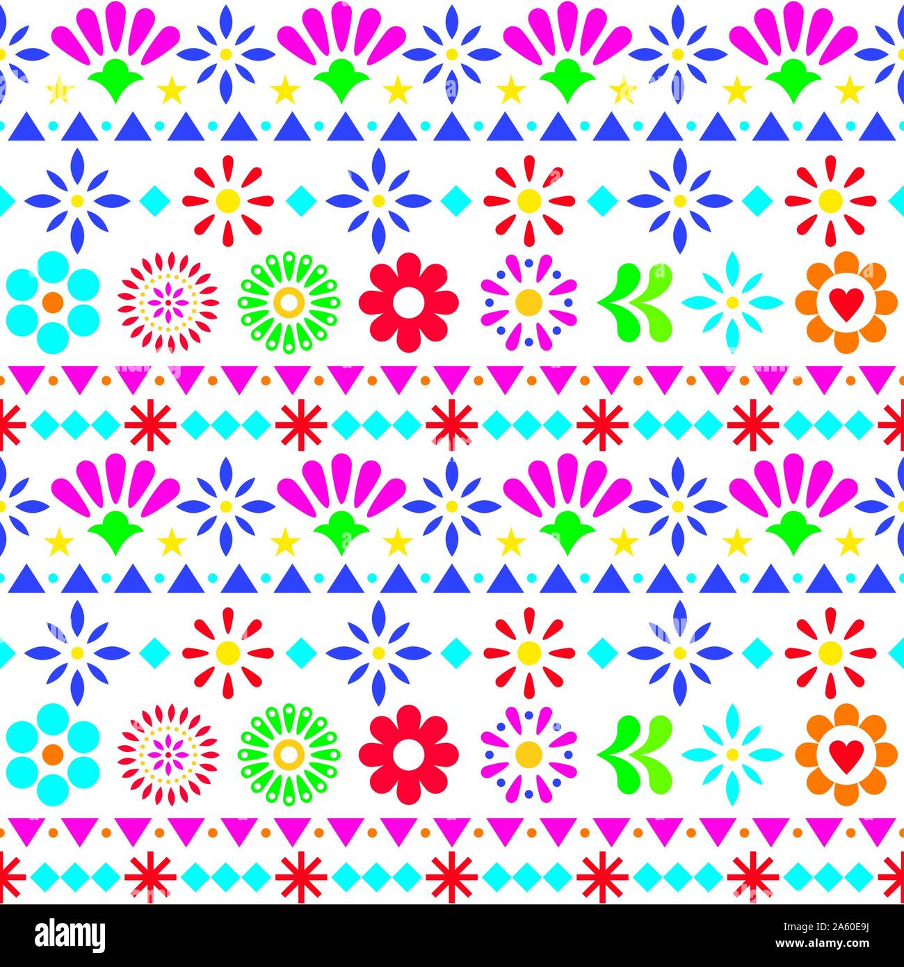 Seamless vector patrón mexicano con flores y formas abstractas - floral,  feliz o textiles diseño de papel tapiz Imagen Vector de stock - Alamy