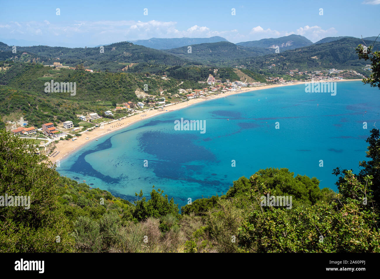 Vista panorámica del mar en Corfú, Grecia Foto de stock