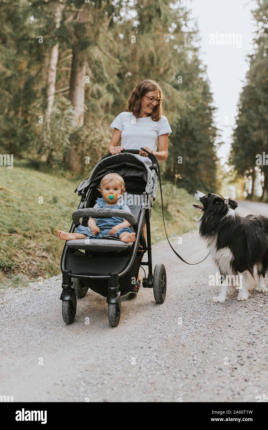 como se pasea un perro con un bebe