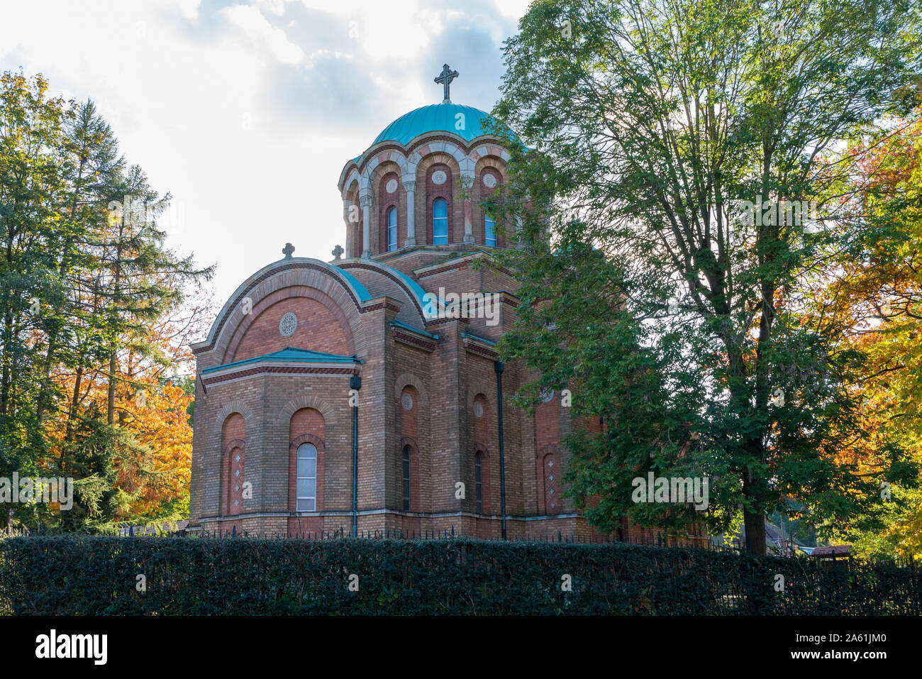 Iglesia ortodoxa serbia del Santo Príncipe Lazar en Bournville, Birmingham, Reino Unido Foto de stock