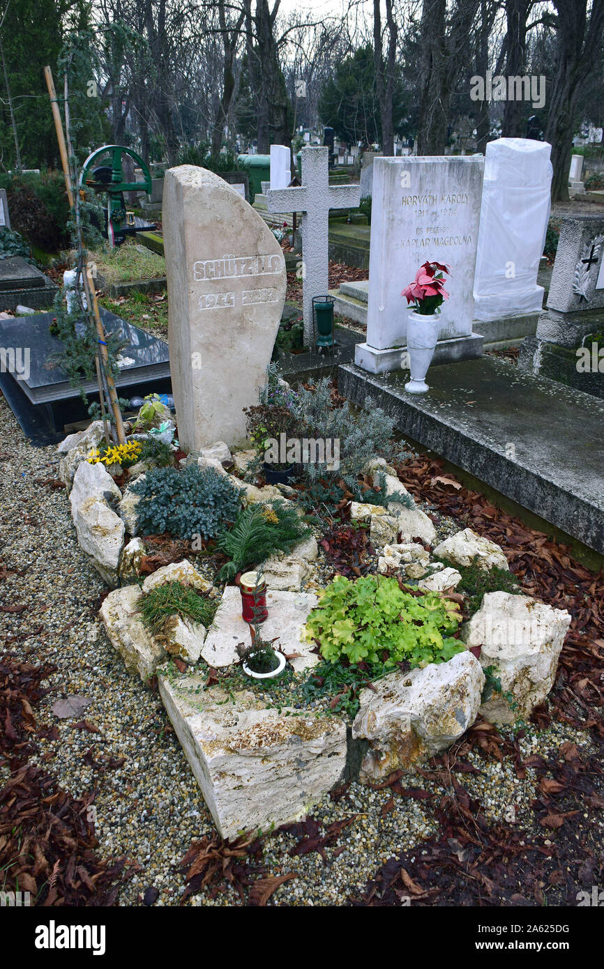 Tumba de Ila Schütz (actriz), Cementerio de Farkasréti o cementerio Farkasrét temető Farkasréti, Budapest, Hungría, Magyarország, Europa Foto de stock