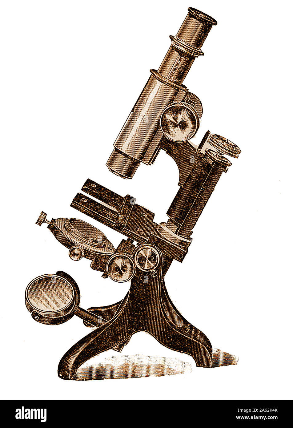 La histología microscopio del siglo xix - Equipo - Estudiante avanzado de Baker' microscopio Foto de stock