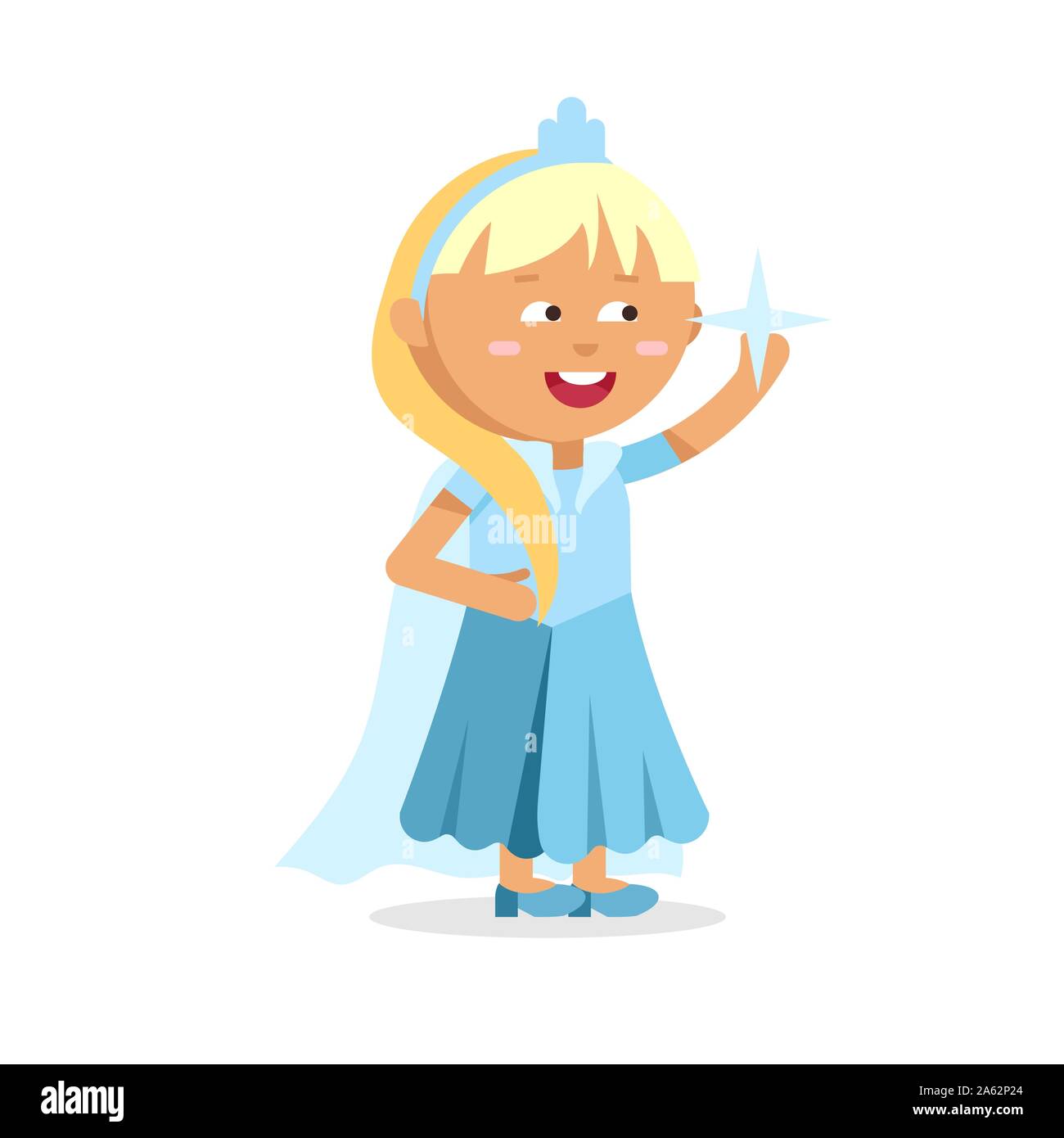 Hermosa princesa rubia Cenicienta en vestido azul Ilustración del Vector