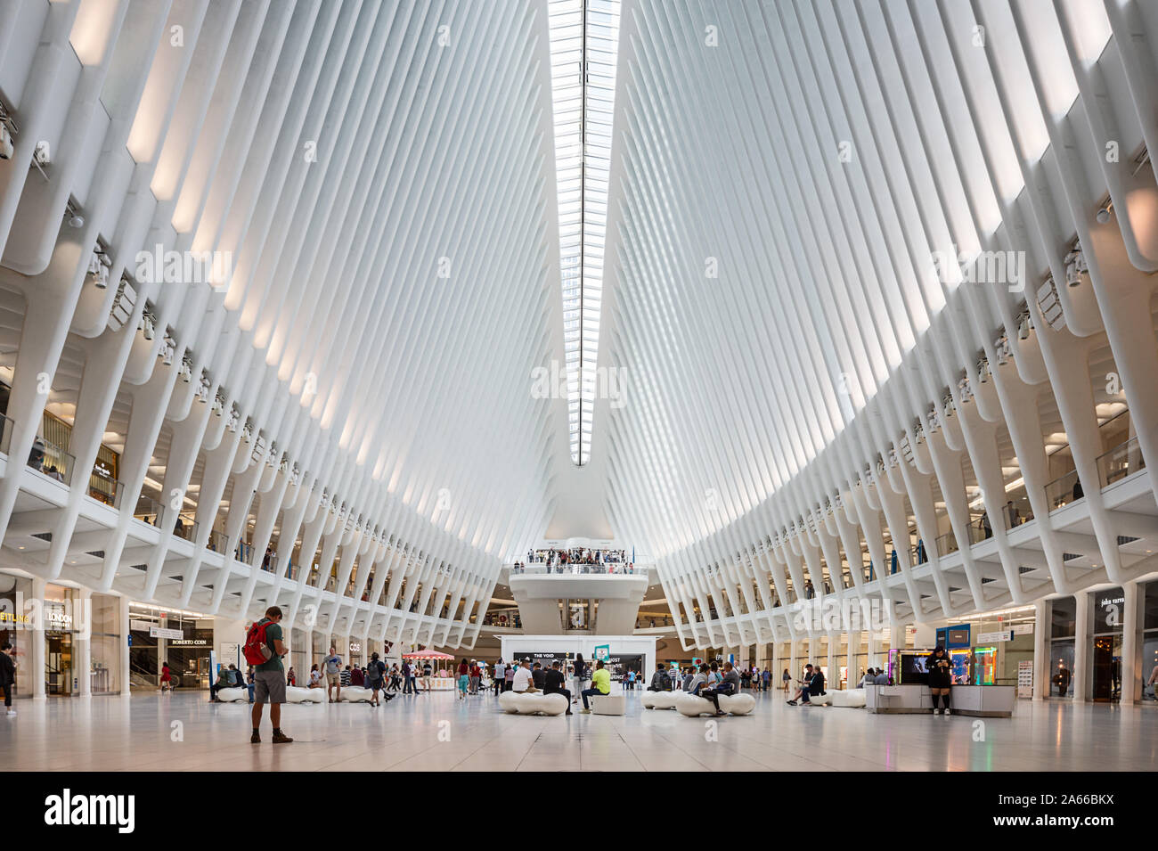 El Oculus, Centro de Transporte de la ciudad de Nueva York, en la sede del World Trade Center, la Zona Cero. Foto de stock