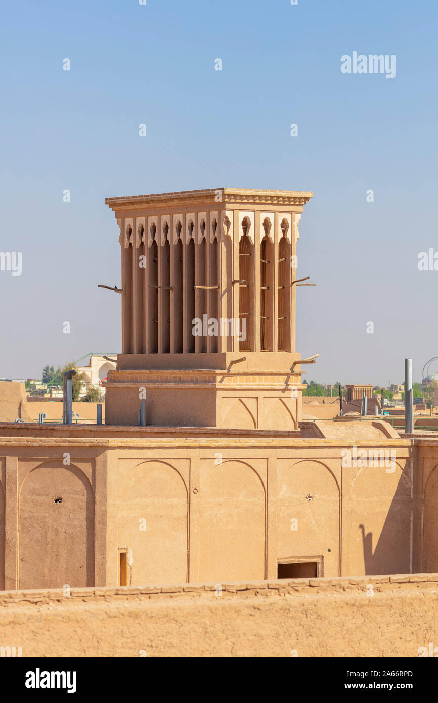 Windtower badgir Windcatcher,,, Yazd, provincia de Yazd, Irán Foto de stock