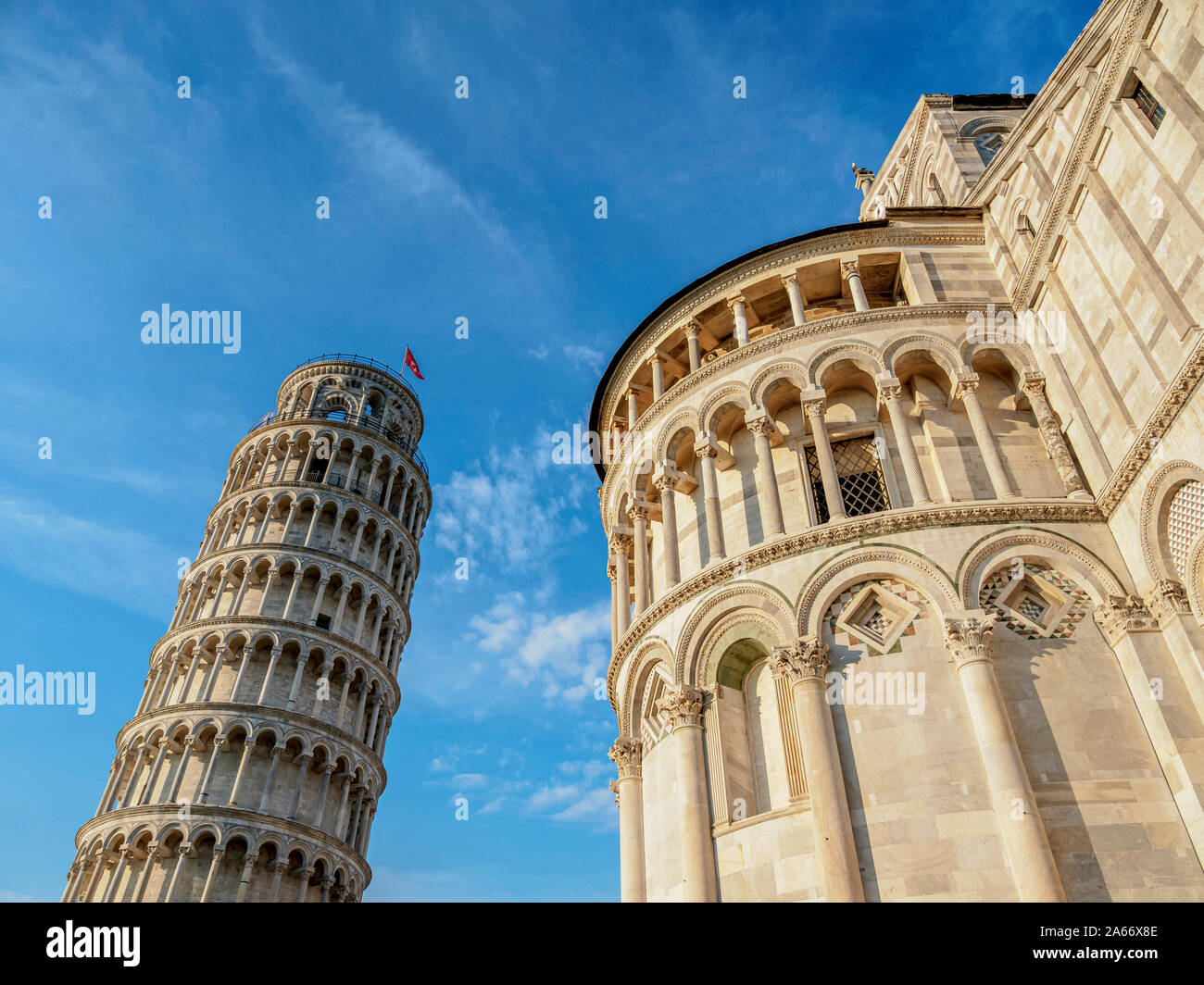 La catedral y la Torre de Pisa, Piazza dei Miracoli, en Pisa, Toscana, Italia Foto de stock