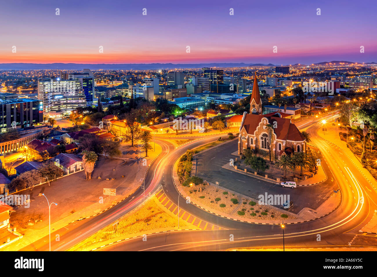 El horizonte de la ciudad de Windhoek, Namibia, Khomas, Foto de stock
