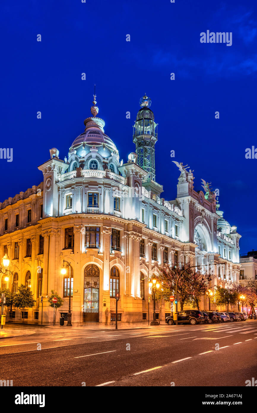 Oficina Central de Correos edificio art nouveau, Valencia, Comunidad Valenciana, España Foto de stock