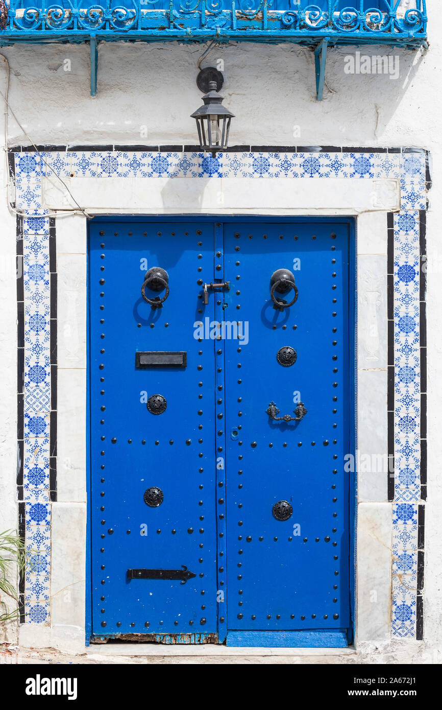 Túnez, pintoresco pueblo blanco de Sidi Bou Said Foto de stock