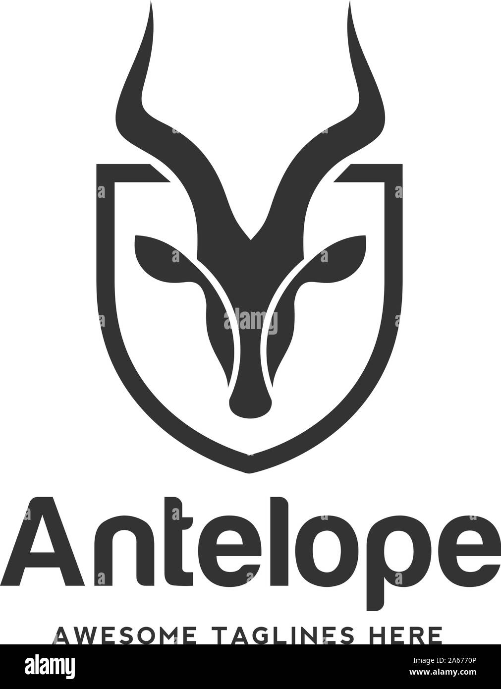 Logotipo artístico de Impala estilizada. Antílope silueta animales salvajes. Diseño de logotipo de arte creativo Ilustración del Vector