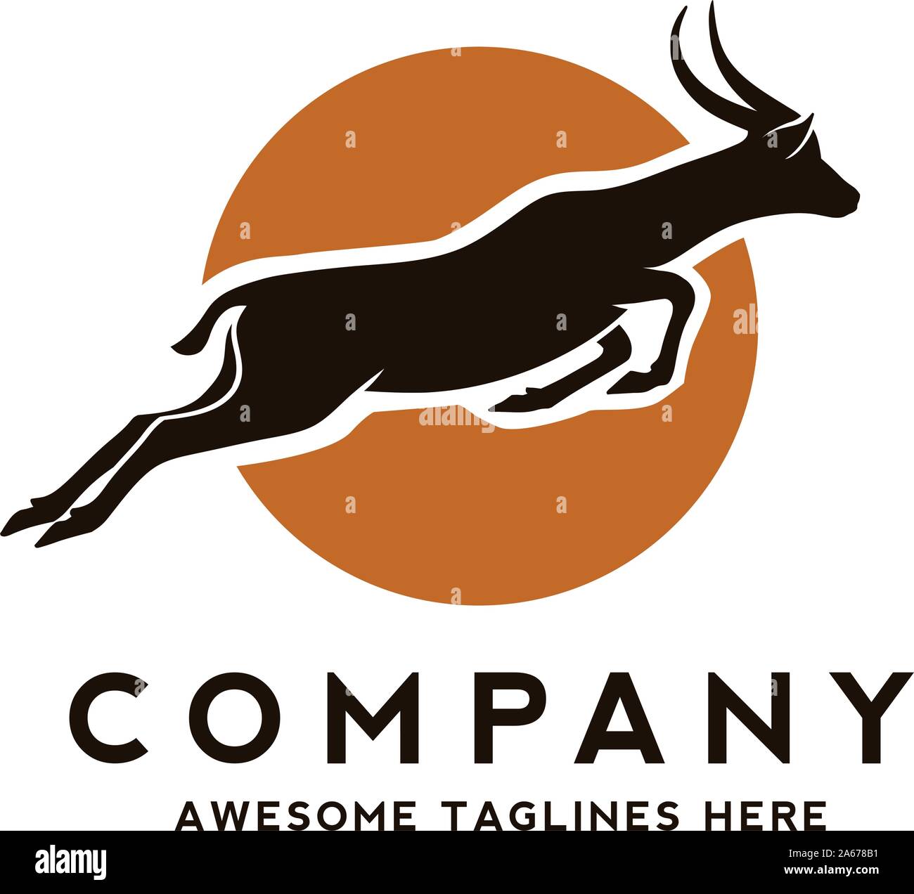 Logotipo artístico de Impala estilizada. Antílope silueta animales salvajes. Diseño de logotipo de arte creativo Ilustración del Vector