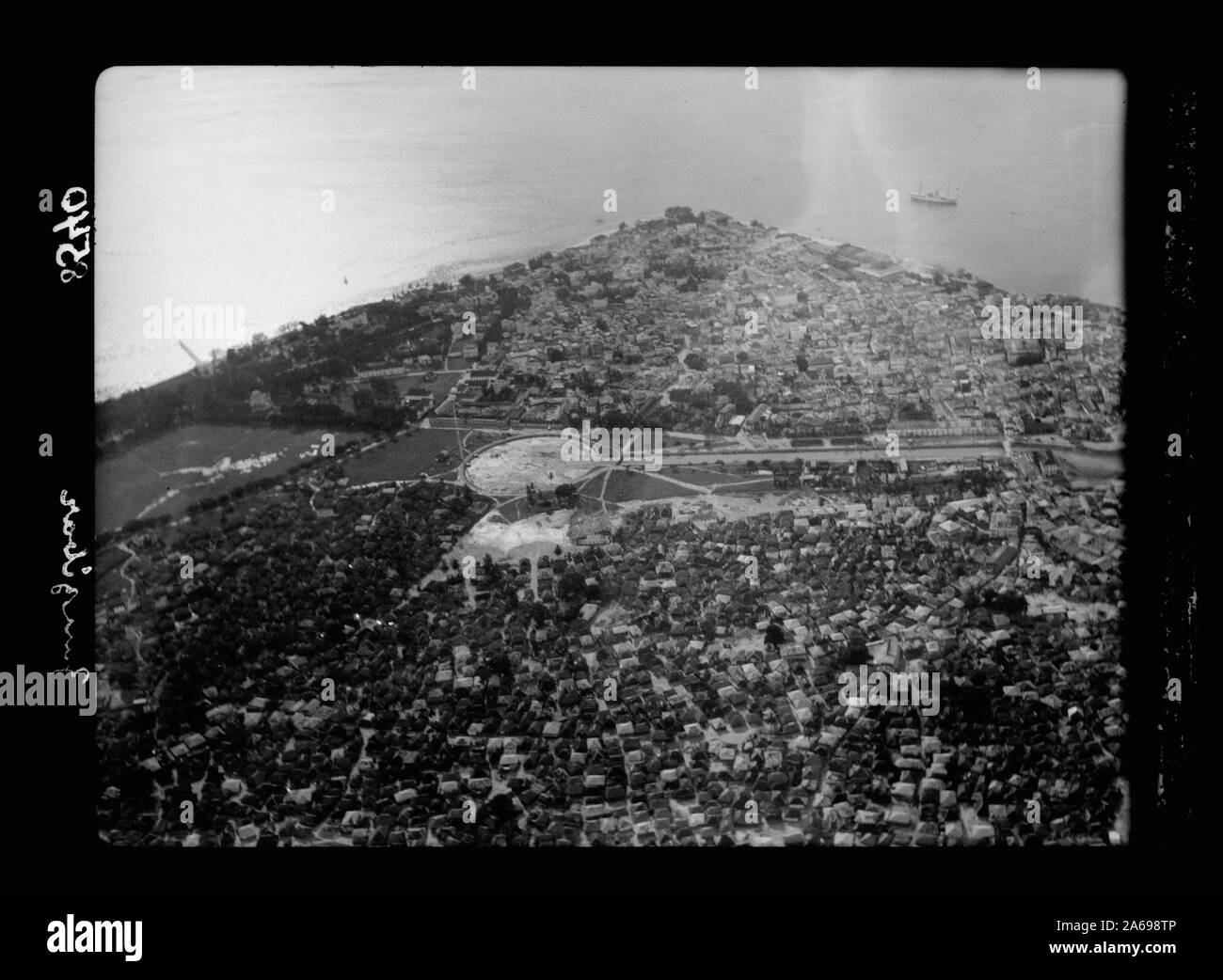 Zanzíbar. Vista aérea panorámica mirando hacia abajo sobre la parte central de la ciudad Foto de stock