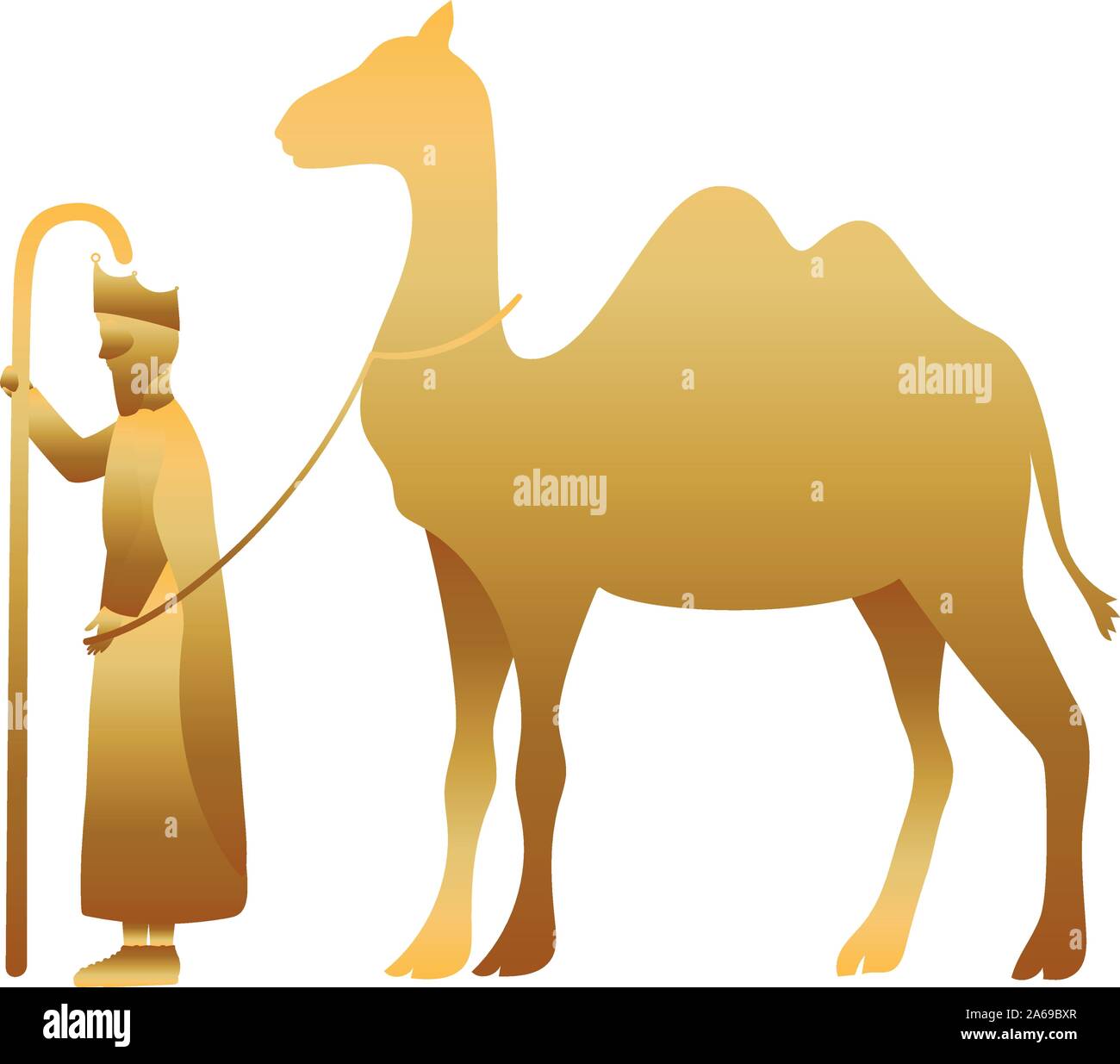 El rey mago con caracteres de oro de camello Ilustración del Vector