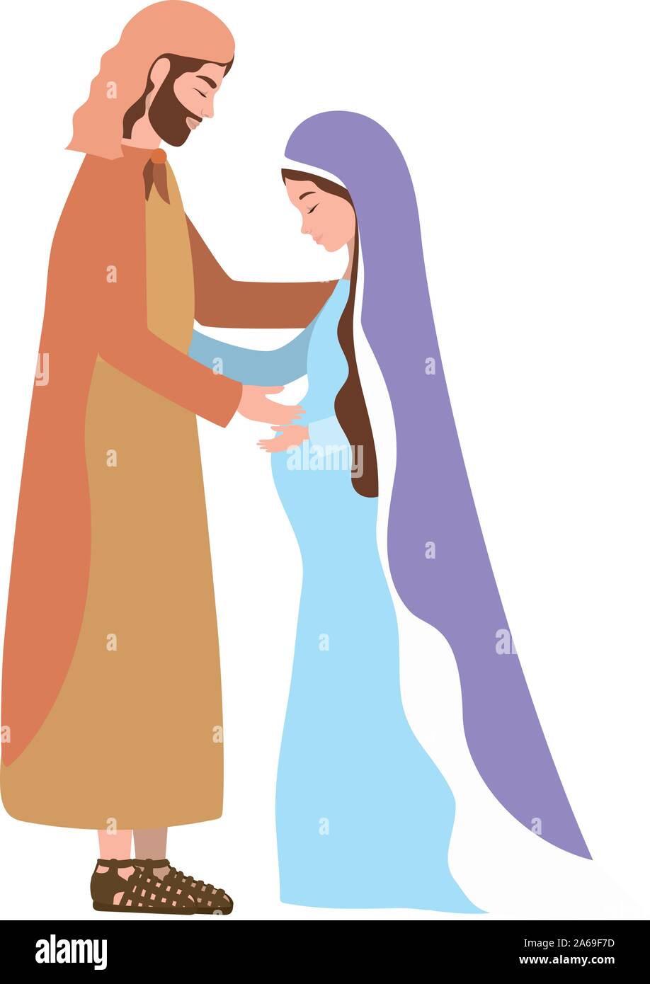 San José y María Virgen embarazo pesebre caracteres Imagen Vector de stock  - Alamy