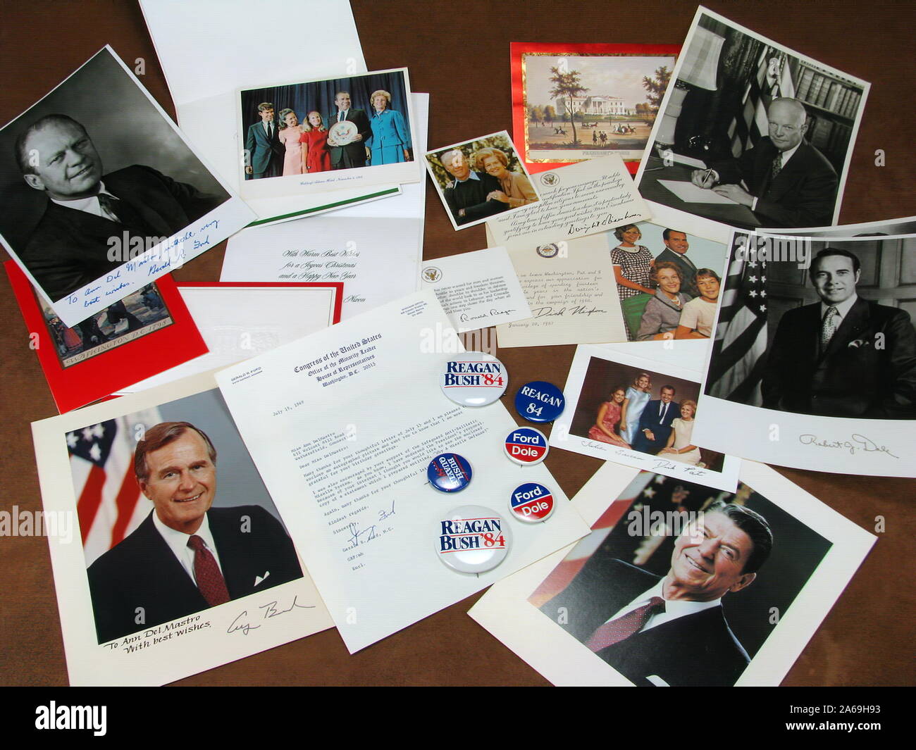 Vintage presidentes americanos y fotos familiares y objetos coleccionables. Foto de stock