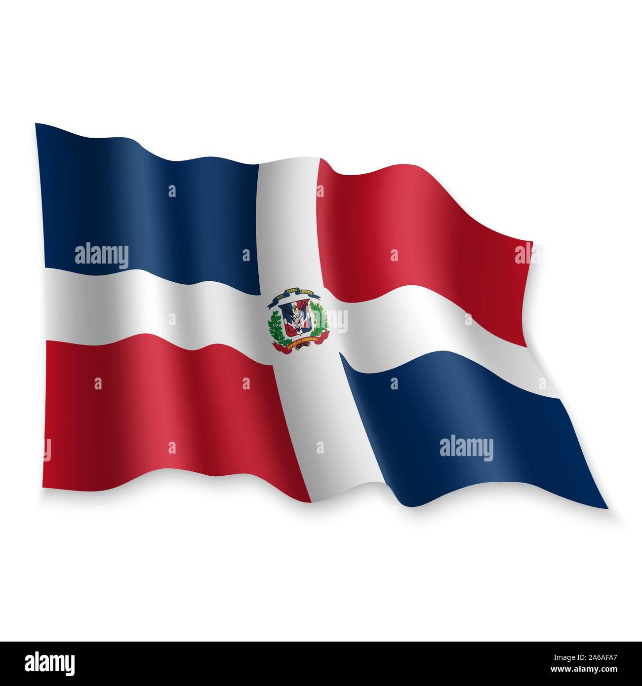 3d Realistas Ondeando La Bandera De La República Dominicana Sobre Fondo Blanco Imagen Vector De 