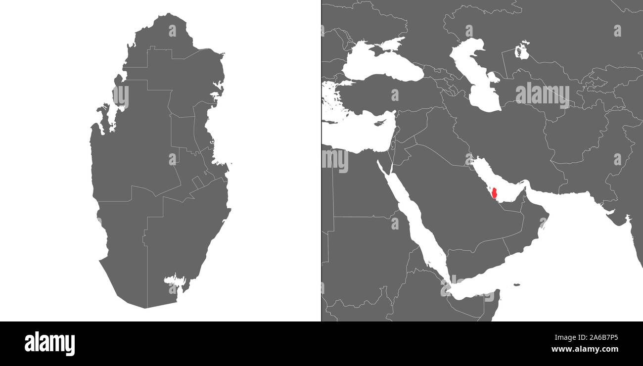 Mapa de Qatar con la ubicación en el mapa de Asia Imagen Vector de stock Alamy
