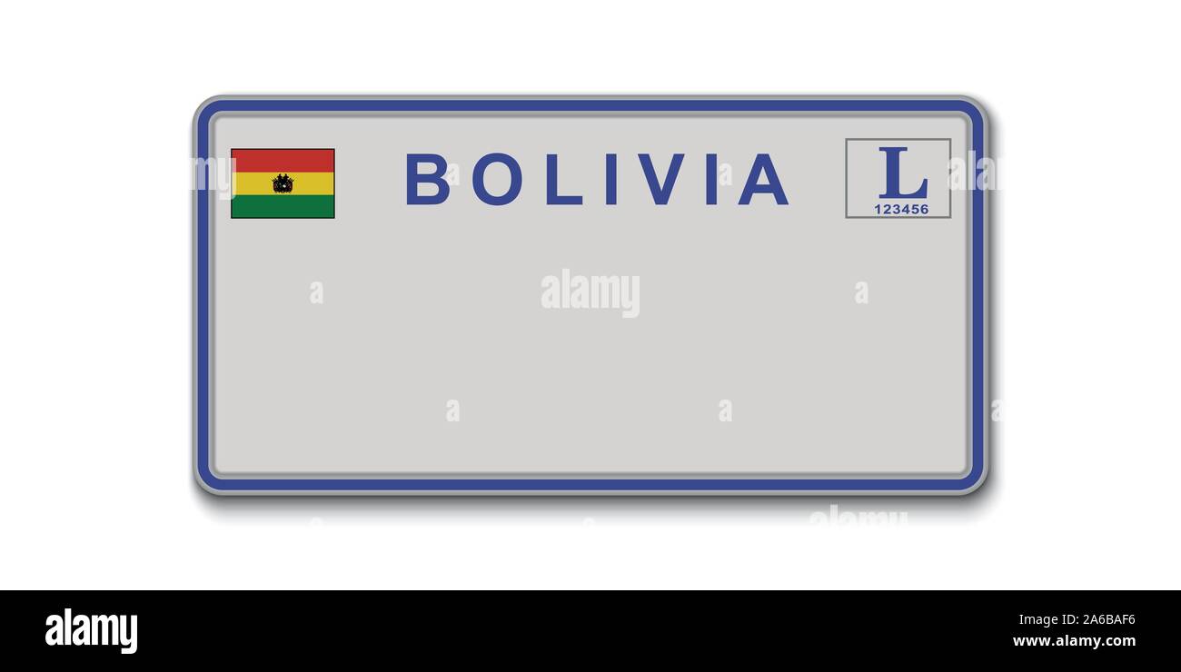 La placa del número de automóviles. Licencia de registro de vehículo de  Bolivia Imagen Vector de stock - Alamy