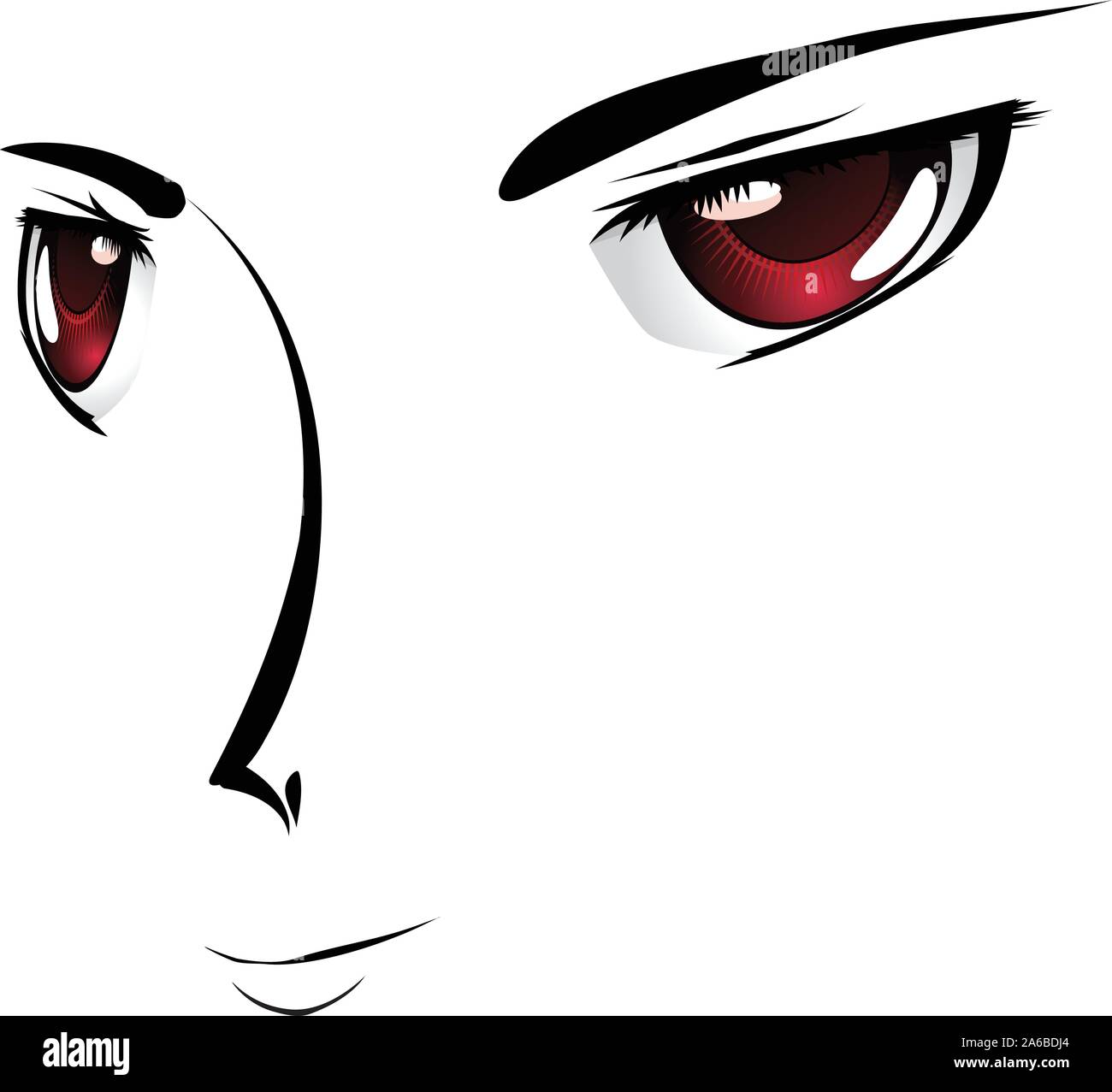 Simple caricatura con ojos rojos en estilo anime, manga Imagen Vector de  stock - Alamy