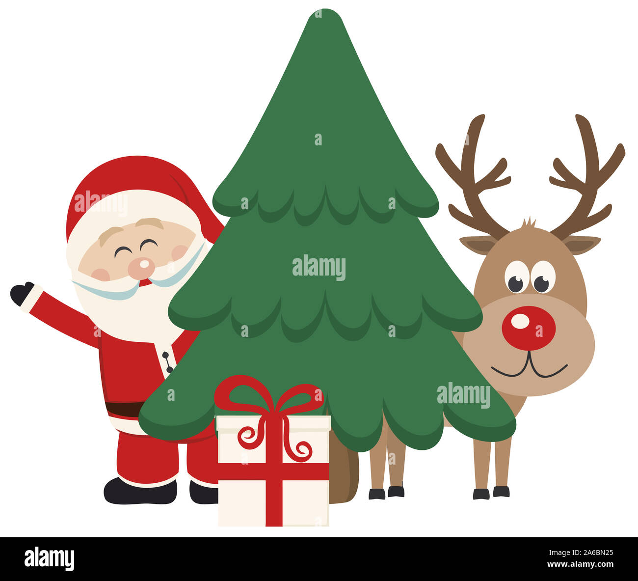 techo Mathis Oclusión Santa Claus rudolph árbol de navidad invierno presente ilustración  Fotografía de stock - Alamy