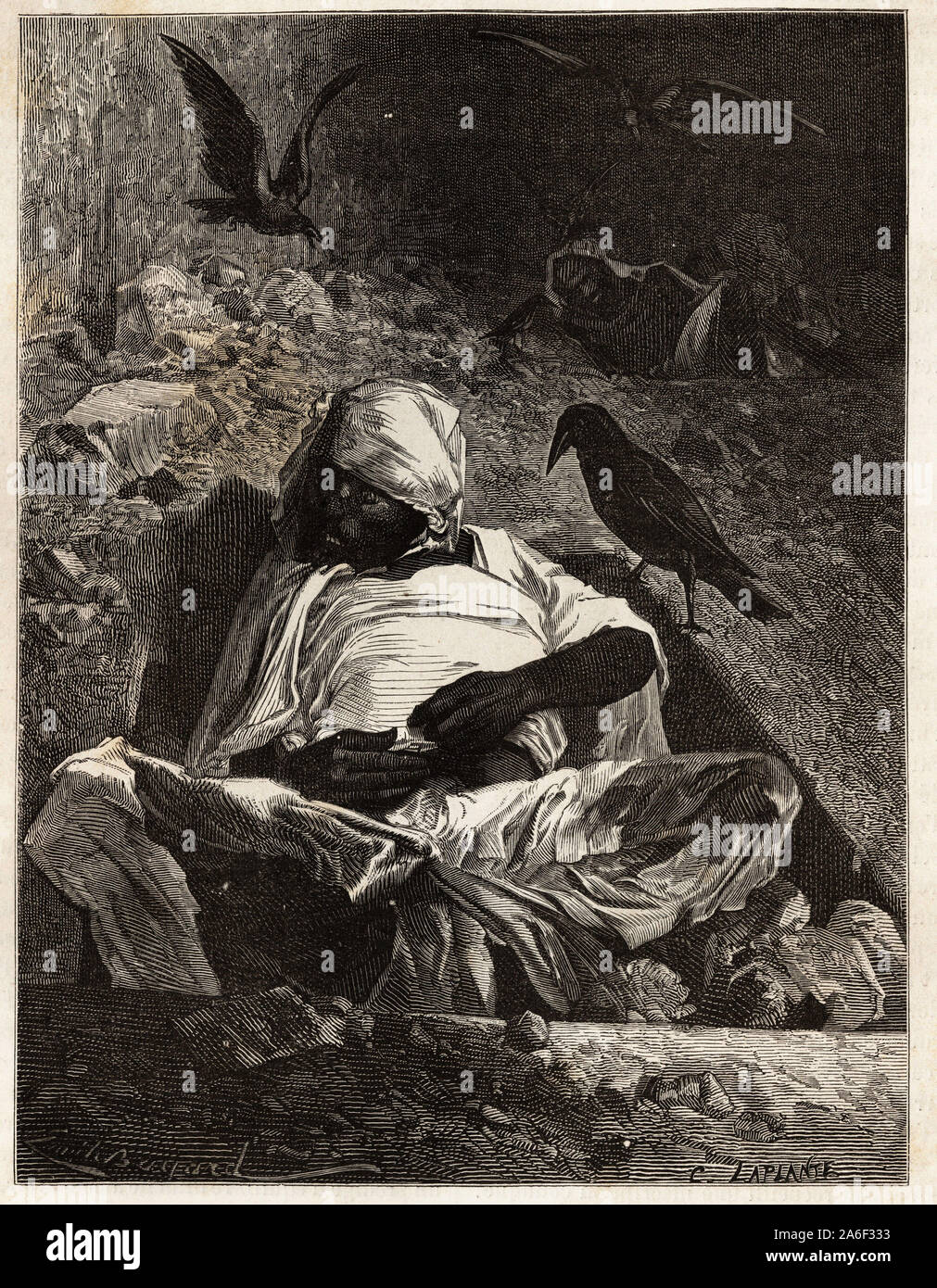 Une caso du cimetiere guebre ( ou zoroastrien) pres de Teherán (Irán), le cadavre reste exponer en plein aire jusqu'a ce qu'il soit depouille de toute s Foto de stock