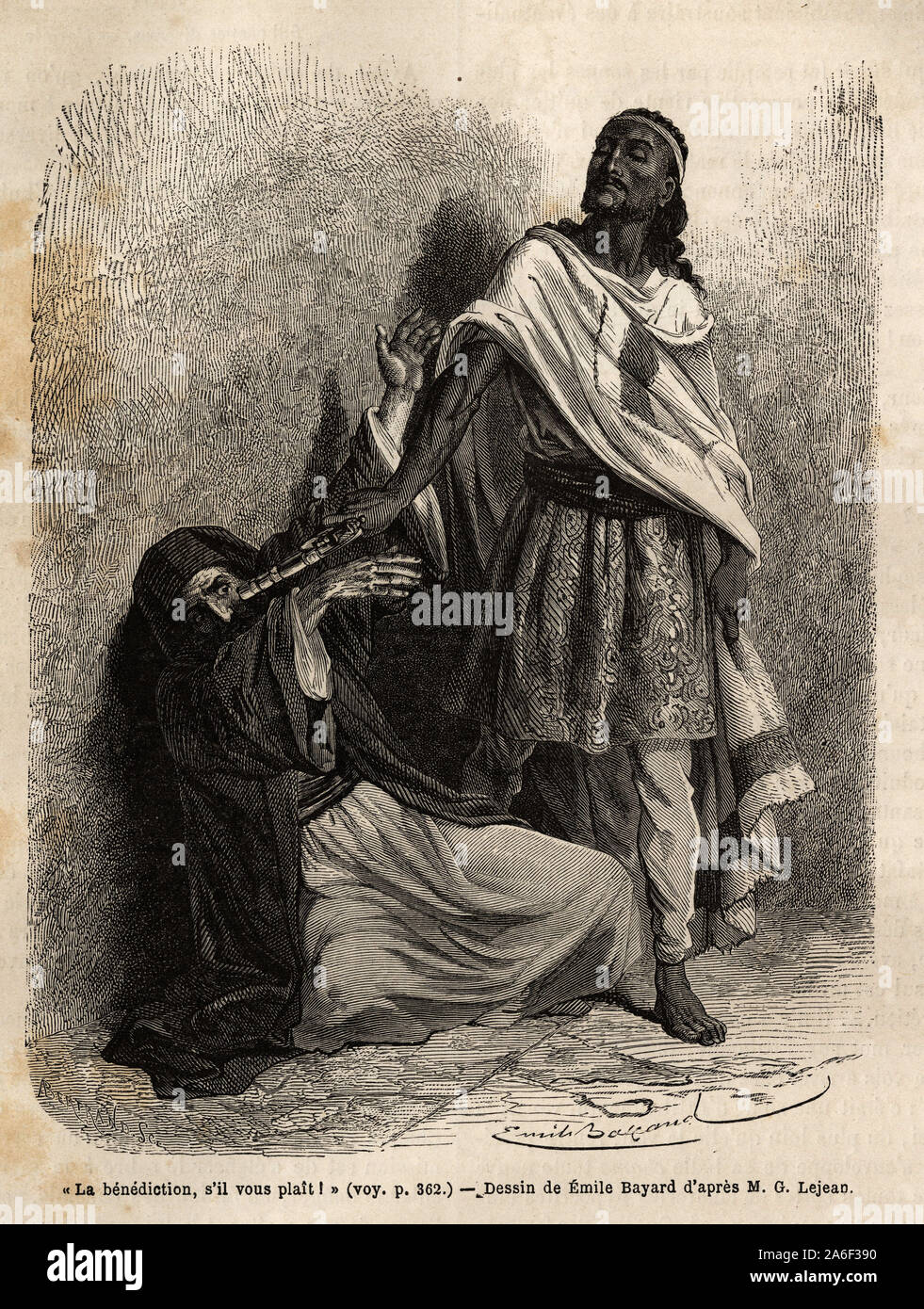 Le negus Theodoros II (Tewodros) ( roi d'Ethiopie Abyssinie, actuelle) pointe hijo pistolet sur la tempe du patriarche d'Alexandrie, David qui vient de Foto de stock