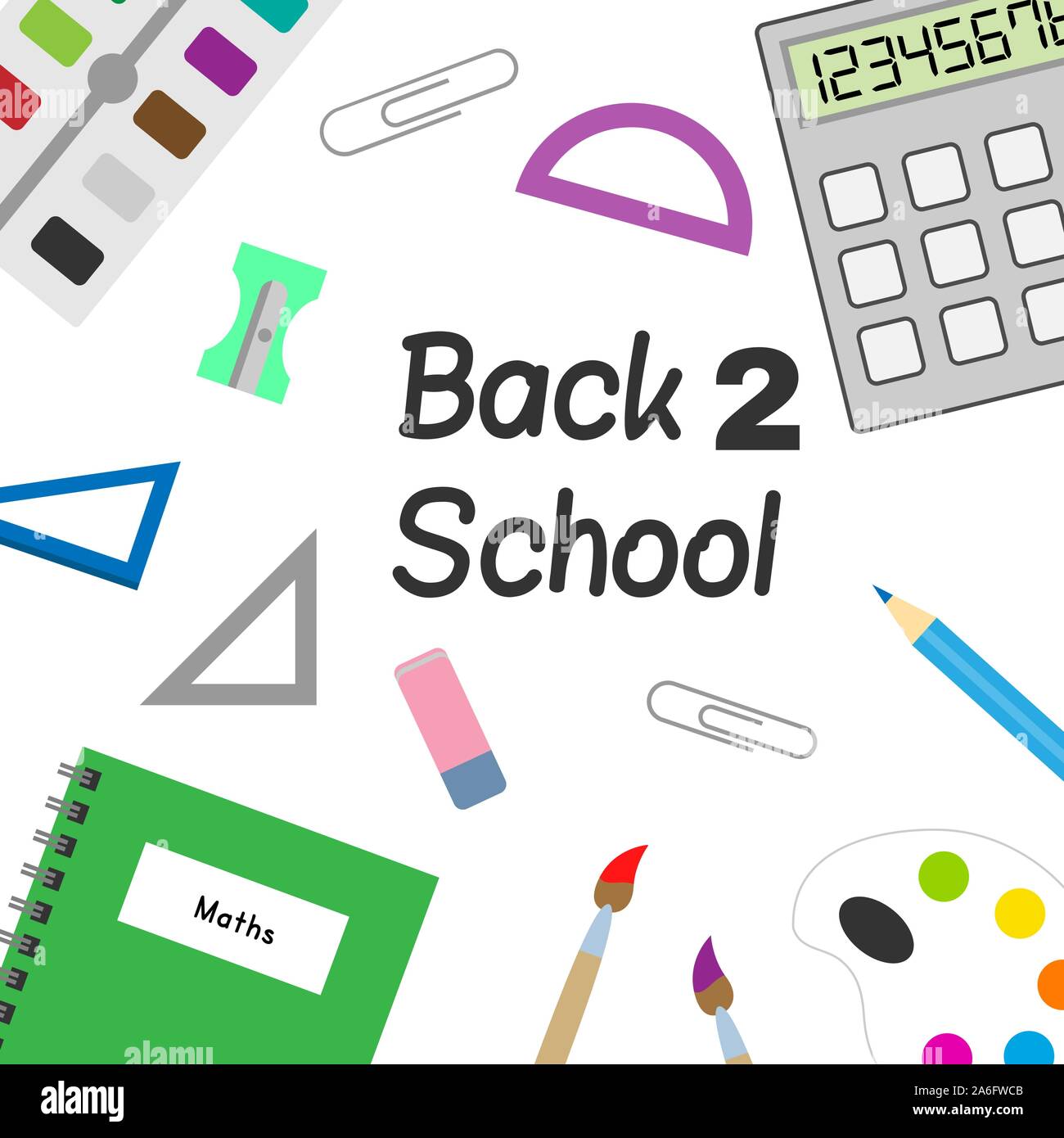 Artículos de regreso a la escuela, suministros, garabatos y elementos Ilustración del Vector