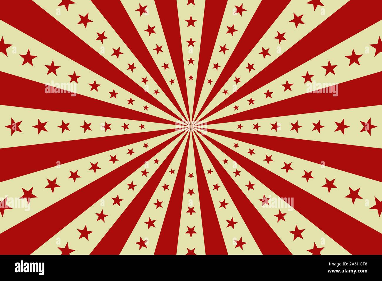 Vintage circo, vector de fondo rojo circo poster retro con estrellas