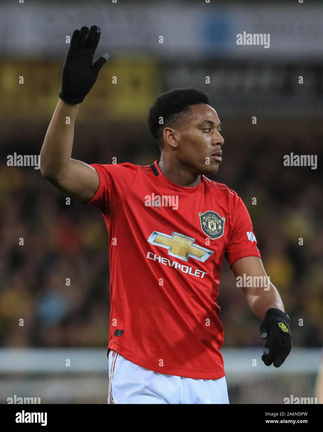 27 de octubre de 2019, el estadio Carrow Road, Norwich, Inglaterra, Premier League, Norwich City v Manchester United : Anthony Marcial (9) del Manchester United durante el juego Crédito: Mark Cosgrove/Noticias Imagenes Foto de stock